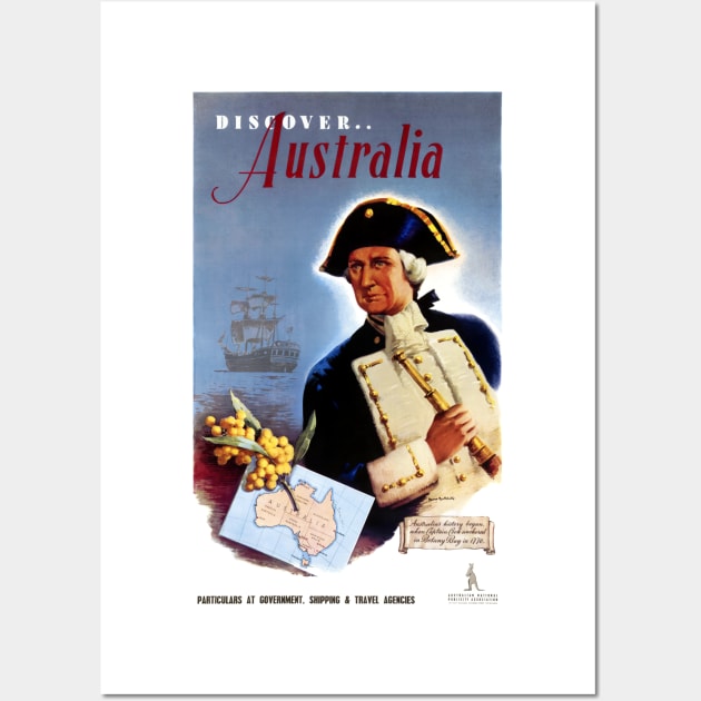 Vintage Travel Poster Discover Australia Wall Art by vintagetreasure